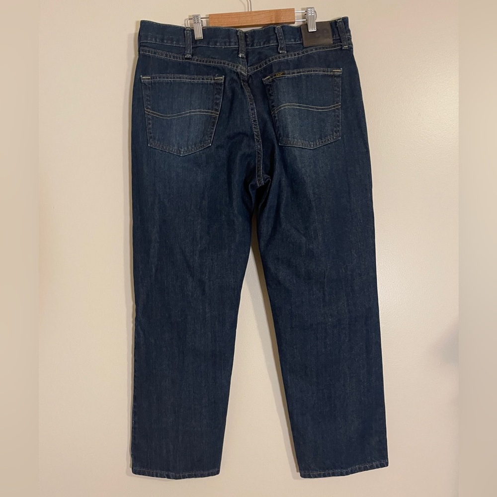 Lee Jeans Mens Sz 36x29 Blue Relaxed Fit Dark Wash Straight Leg Denim Bottoms - Picture 5 of 9
